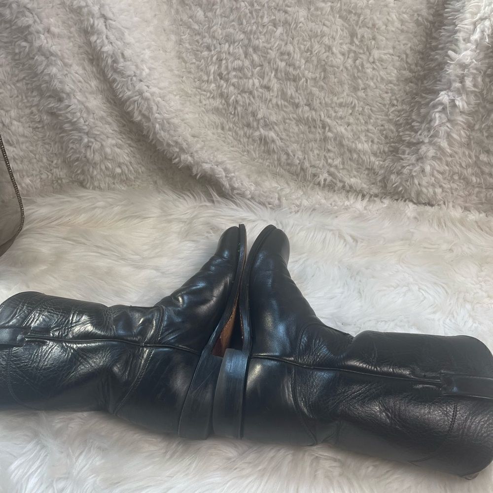 Vintage Justin Classic Black Roper USA Style 3133 Cowboy Boots Mens Size 8 - Picture 7 of 15